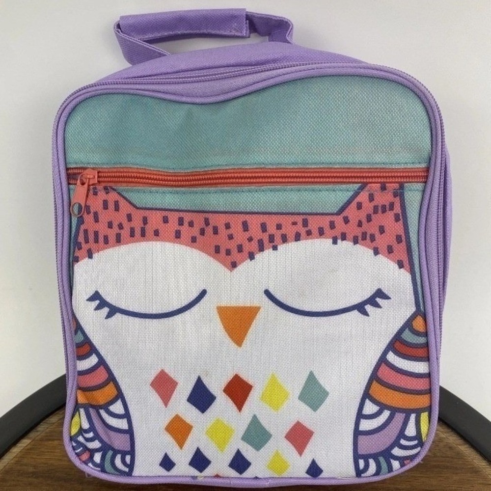 Horizon Group USA Owl Lunch Bag Kids OS Purple Insulated Zippered School Tote